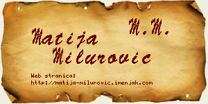 Matija Milurović vizit kartica
